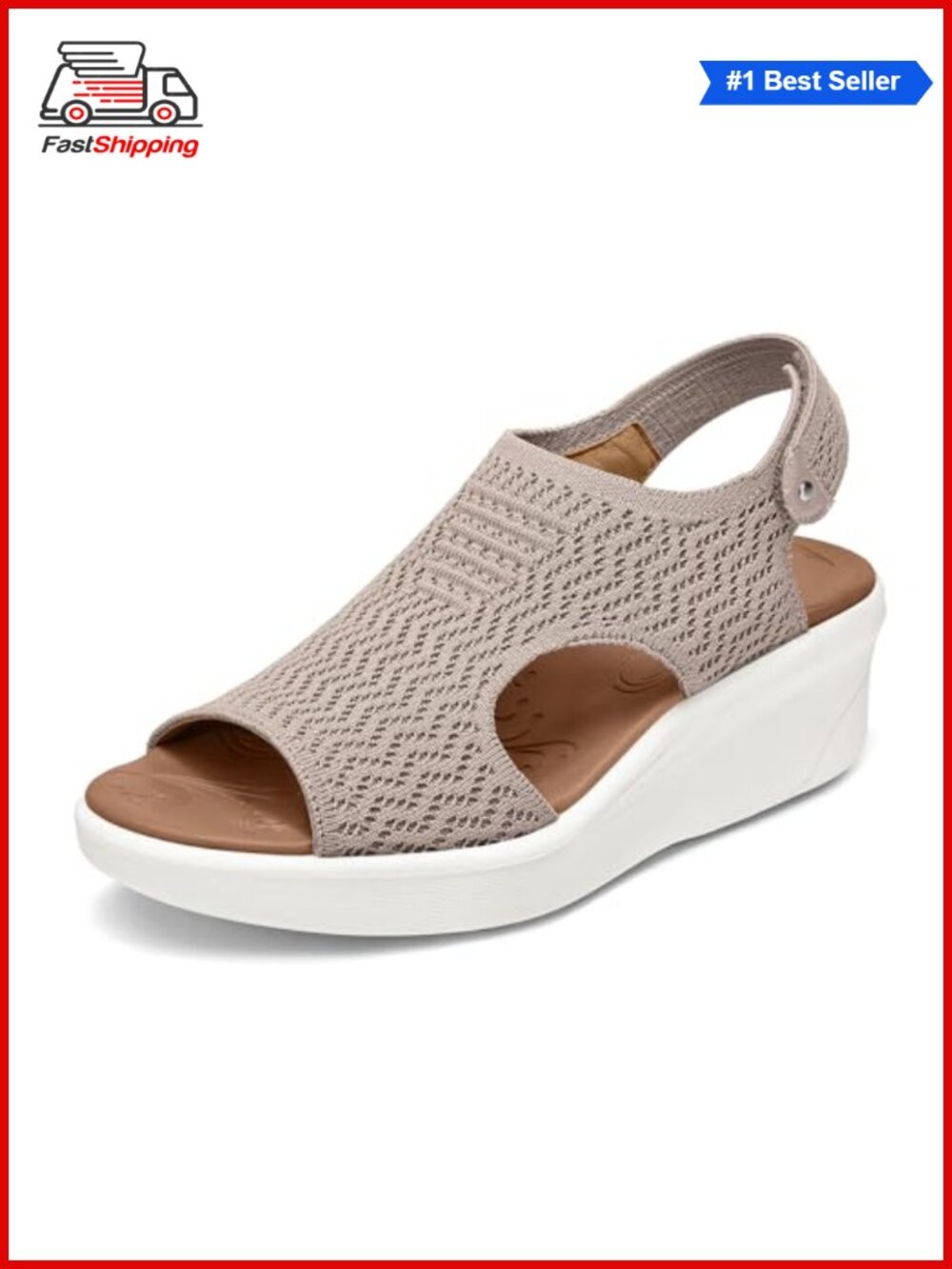 Women's Lightweight Wedge Walking Sandals with Arch Support & Breathable Knit